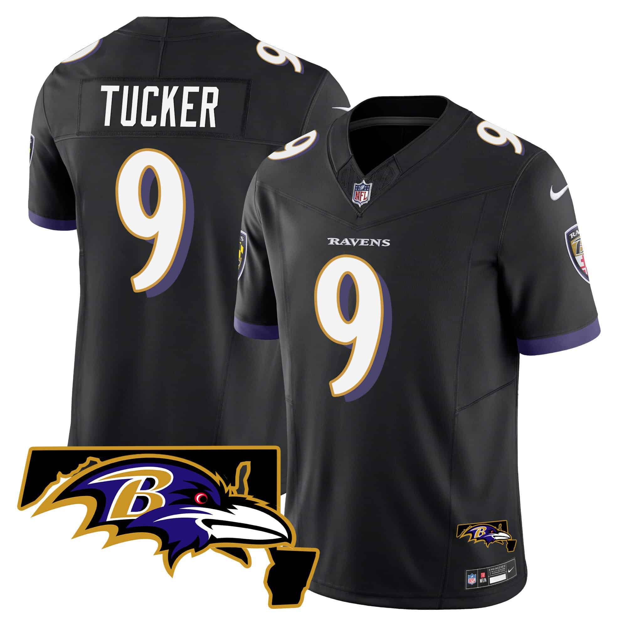 Men Baltimore Ravens #9 Tucker Black 2024 Nike Maryland Patch Vapor Limited NFL Jersey style 1